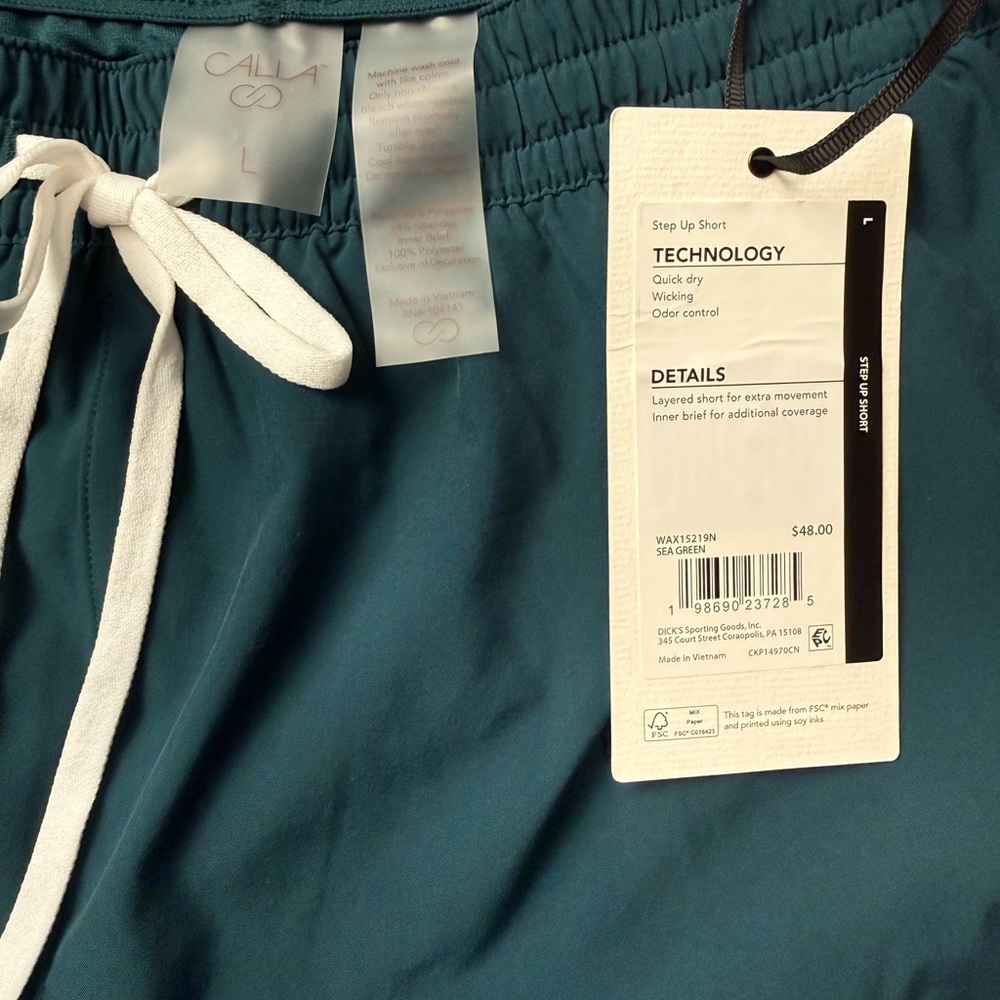 CALIA by Carrie Underwood Teal Athletic Shorts with White Trim - Picture 4 of 4